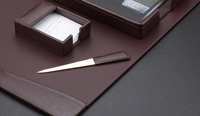 wine colored leather desk set